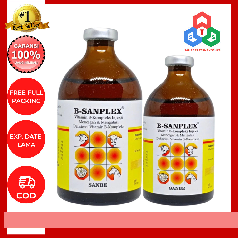 B Sanplex 50 ml dan B Sanplex 100 ml Vitamin B komplek Hewan SANBE
