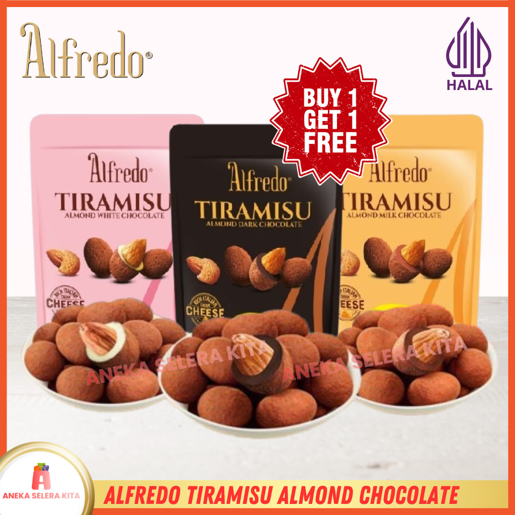 

Alfredo Tiramisu Coklat Almond Dark, White & Milk Chocolate With Rich Italian Cream Cheese Halal 300g