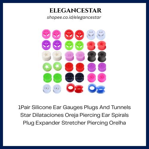 1Pair Silicone Ear Gauges Plugs And Tunnels Star Dilataciones Oreja Piercing Ear Spirals Plug Expand
