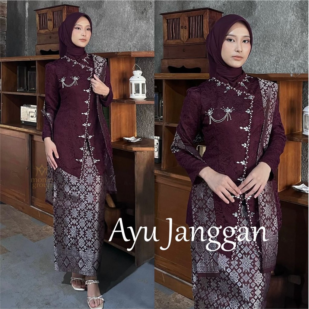 KEBAYA AYU JANGGAN FREE Bross Selendang Set Kebaya Jawa Wisuda Lamaran Tunangan Bridesmaid Kondangan