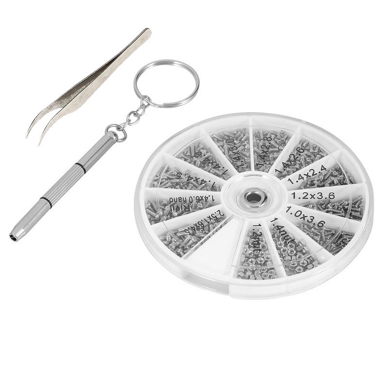 Delova Mur Baut Set 1000pcs Screw Glasses Perlengkapan Kacamata Baut Dan Mur Kacamata Stainless