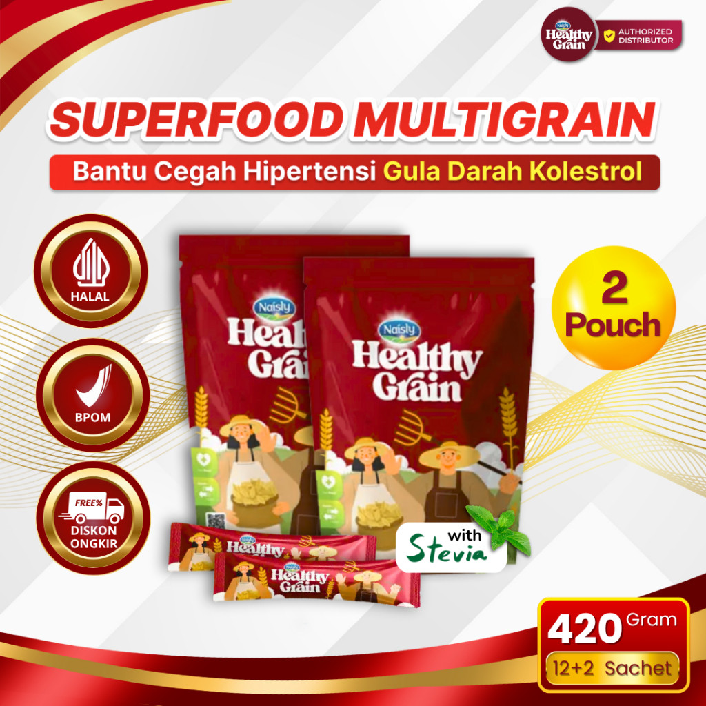

Healthy Grain Multigrain Superfood Cegah Hipertensi Diabetes Kolestrol dan Jantung 2 Pouch