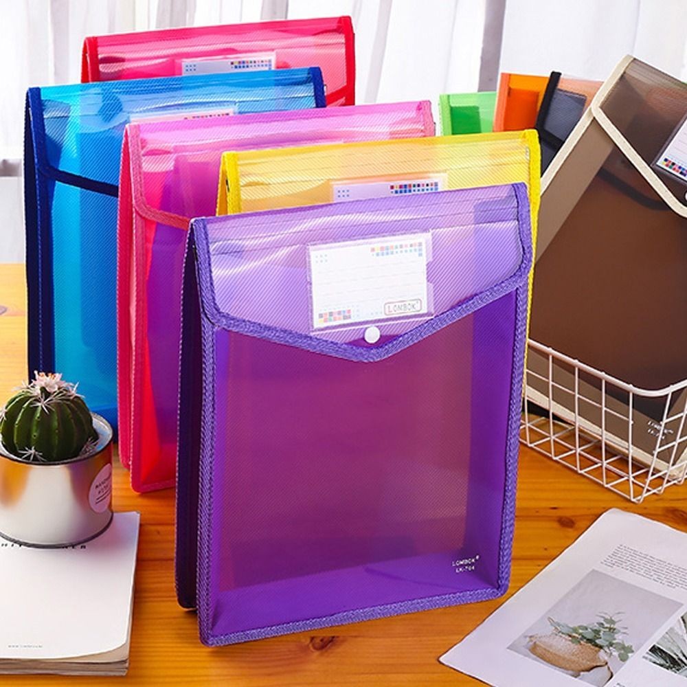 

A5 File Folders Large Capacity Office Stationery Storage Pouch Document Bag Pouch Envelope Folder PP Plastic Document Folder