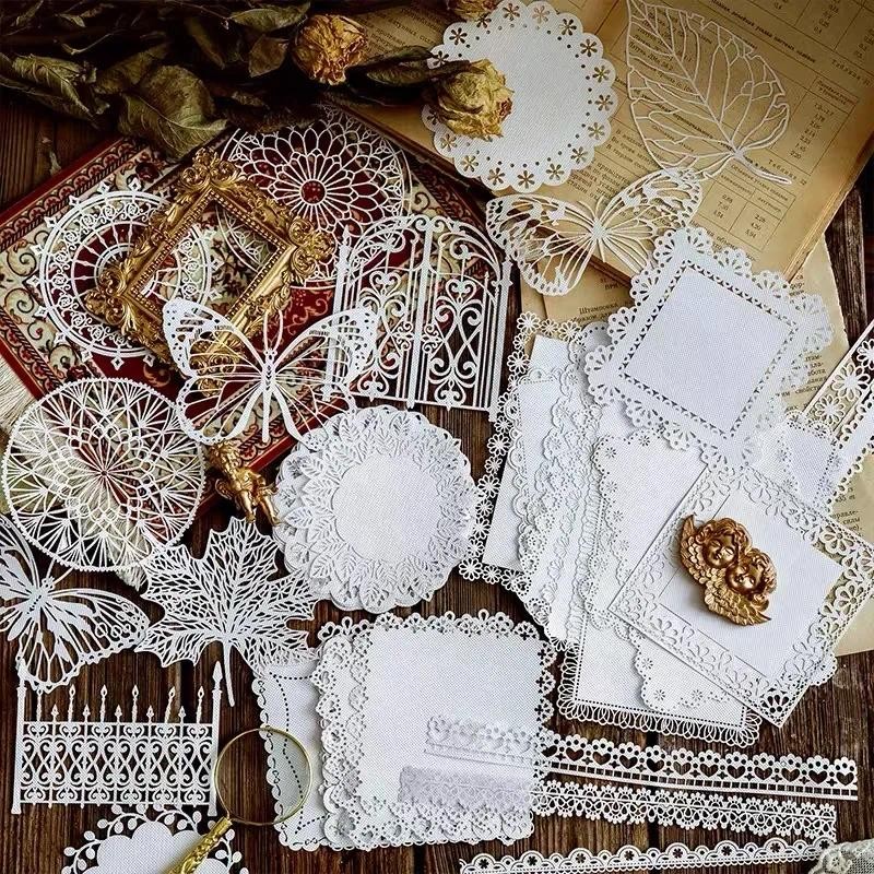 

10pcs/pack Lace Materials Craft Paper Diary Junk Journal Scrapbooking Vintage Stationery Decorative DIY Photo Albums