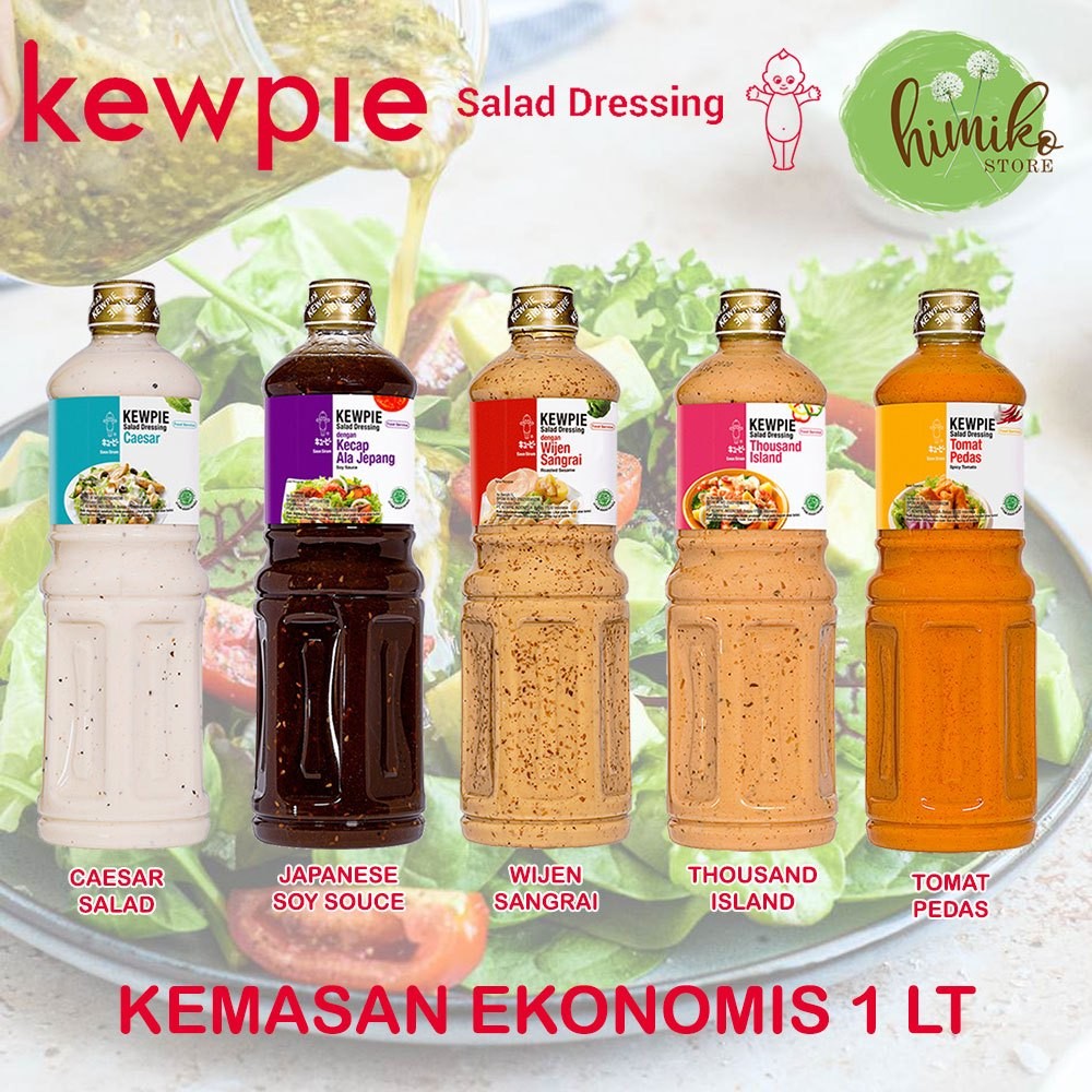 

Kewpie Salad Dressing Kemasan Ekonomis 1 LT Wijen Sangrai Thousand Island Caesar Salad Tomat Pedas