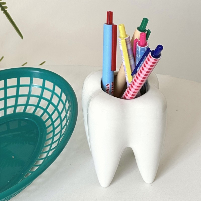 

Dental Tooth Shape Ceramic Pen Pencil Pot Holder Dentistry Storage Container Desk Creative Clinic Supplies For Kids