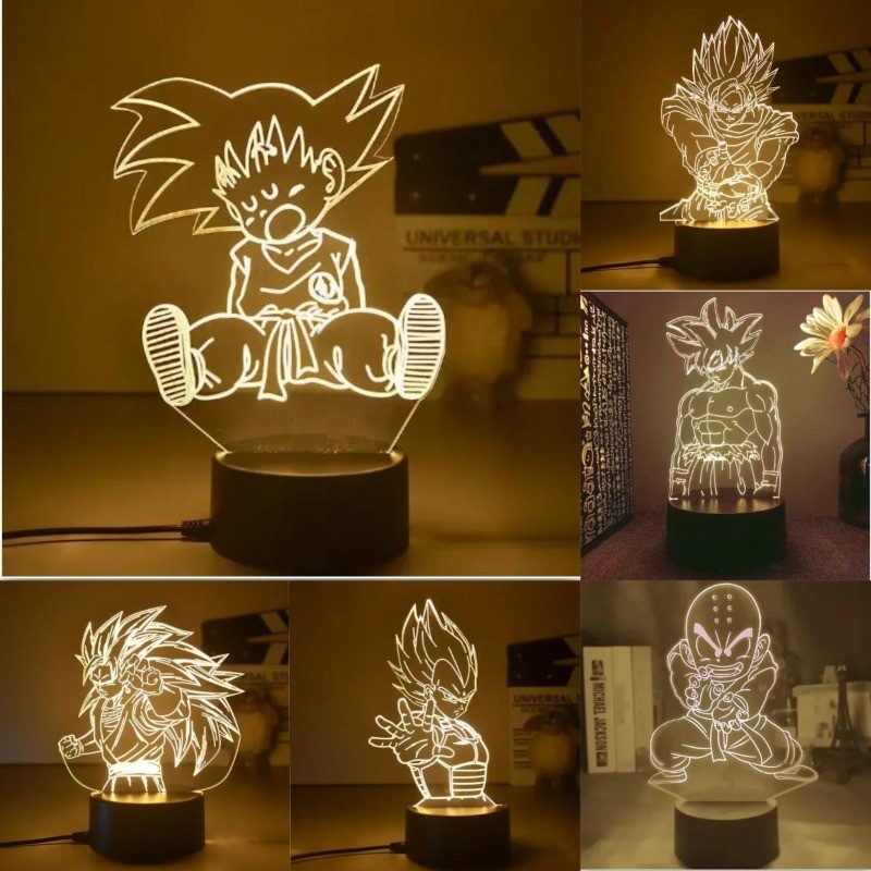 

Dragon Ball Z Action Figures Night Light Manga DBZ Son Goku Bedroom Decor Anime Lamp Children Sh Figuarts Boyfriend Gift Toys