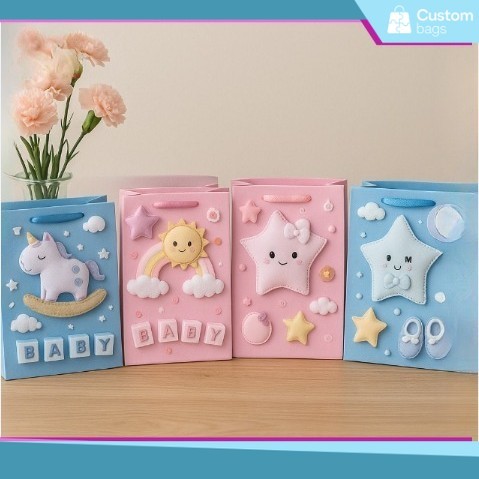 Paper Bag Motif Baby Boy Baby Girl / Goodie Bag Baby Boy Baby Girl / Tas Kado Motif Baby Boy Baby Gi