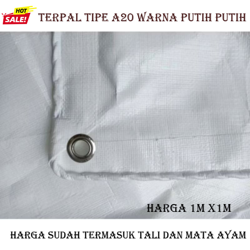 Terpal Korea A20 Putih putih Meteran Ukuran Custom Bebas untuk tenda terop tutup truck truk