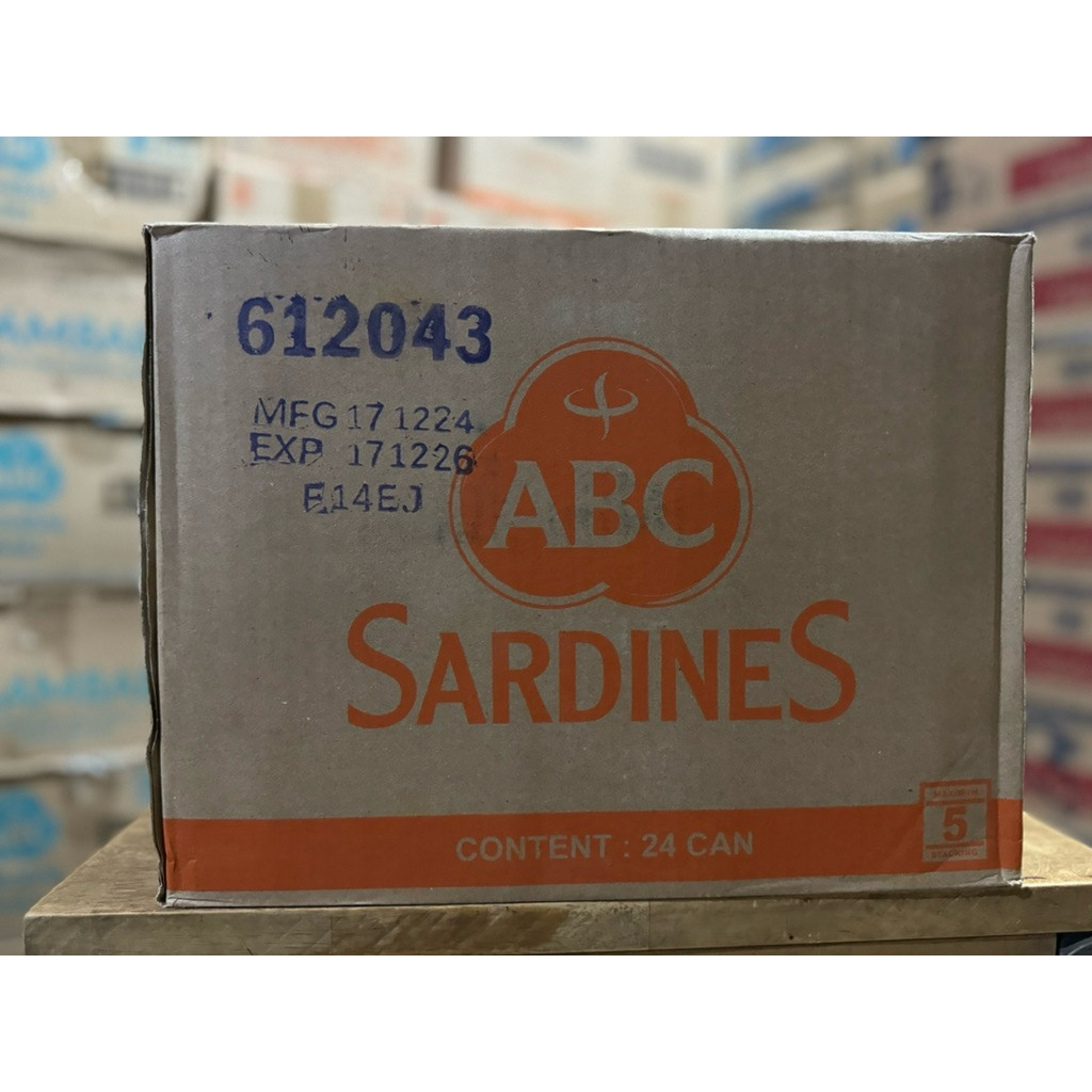 

Sardines ABC 425 gram @ 24 klg / 1 dus