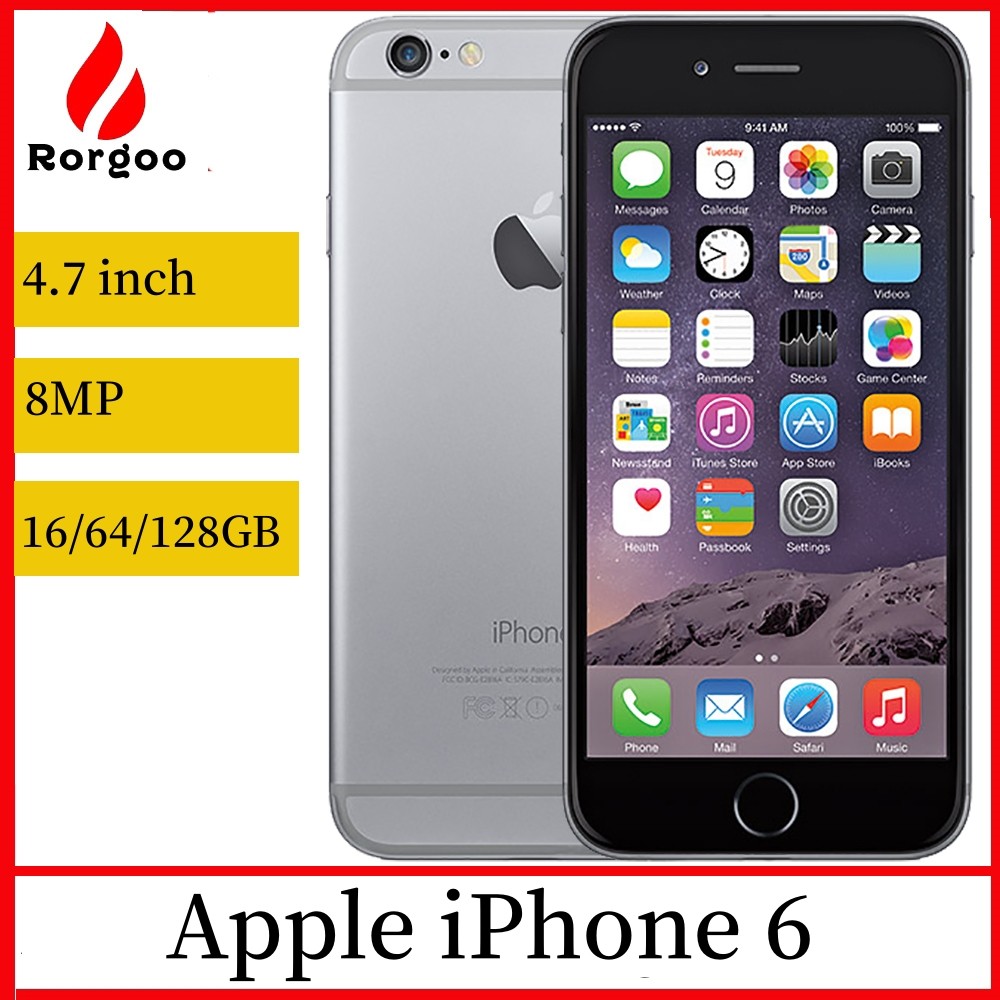 Apple iPhone 6 Original Unlocked Mobile Dual Core 4.7 inch IOS 16/64/128GB ROM 1.4GHz 8MP 3G 4G LTE 