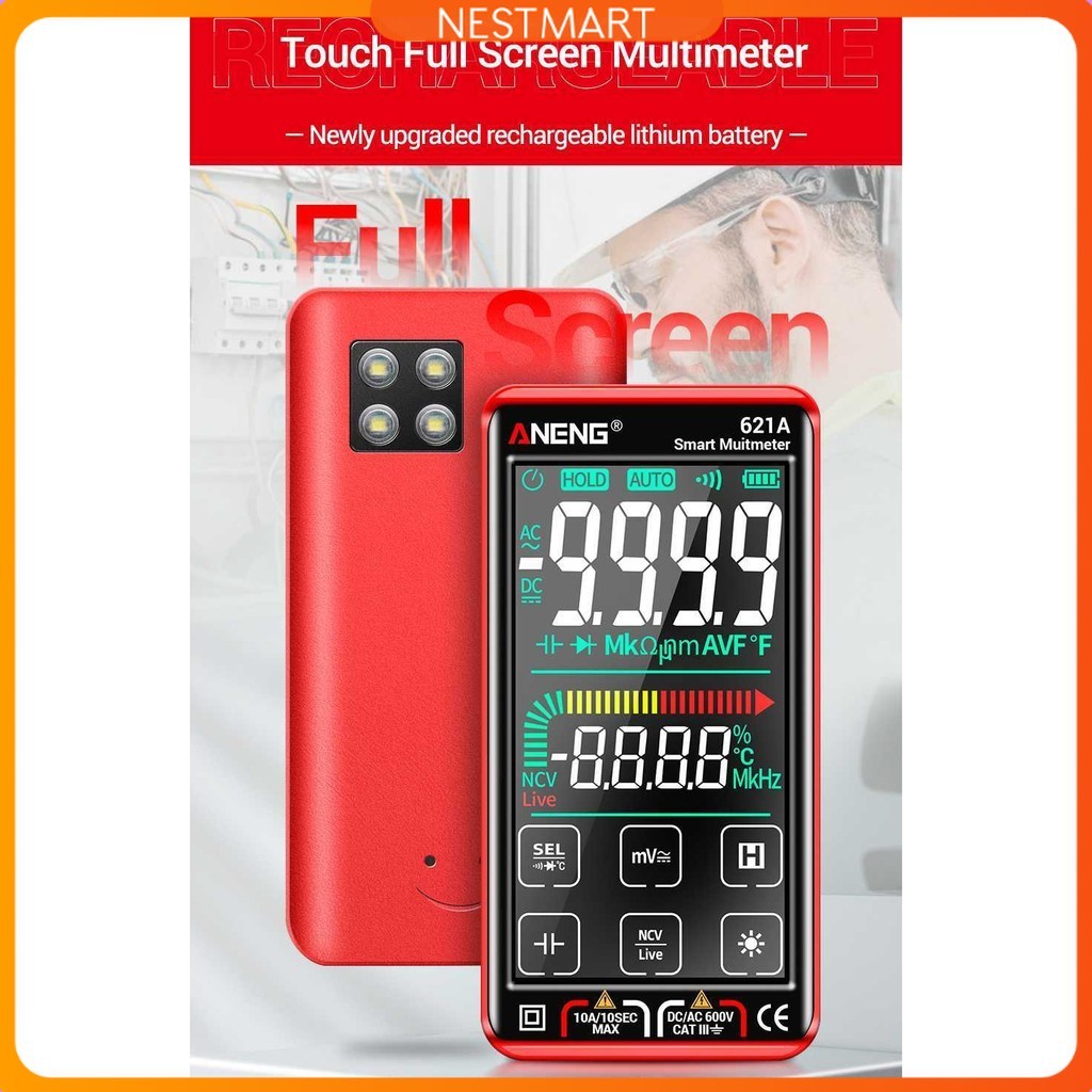 ANENG Smart Digital Multimeter Tester Transistor Touch Screen - 621A