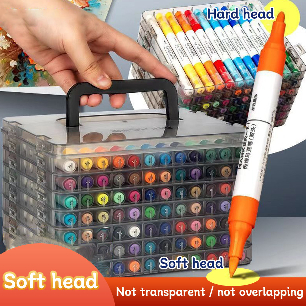 

Kawaii Double-headed Marker Pen Set 24/48 Colors Acrylic Painting Brush Student DIY Hand-painted Graffiti Brush Art Stationery