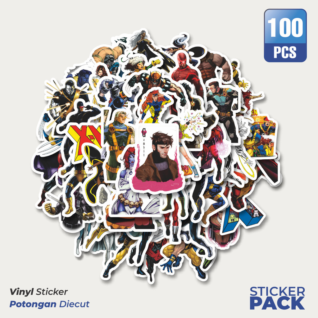 

Stiker Vinyl Stiker Marvel Series Character X MEN Kartun Mix Waterproof Aesthetic- Untuk Laptop, Motor, dan Helm - Paper Stationery Pack