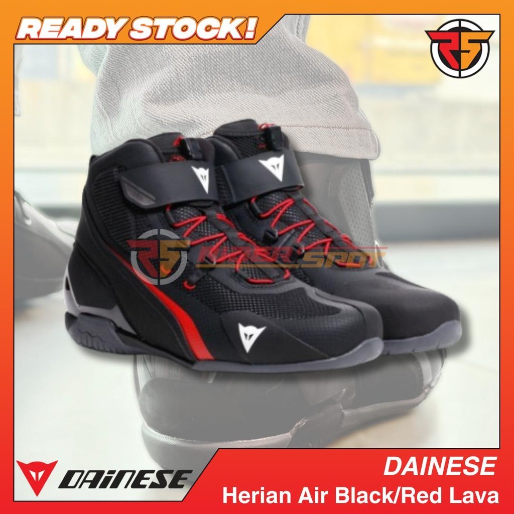 Sepatu Riding Dainese Shoes Herian Air Black/Red Lava Motorcycle Shoes Touring