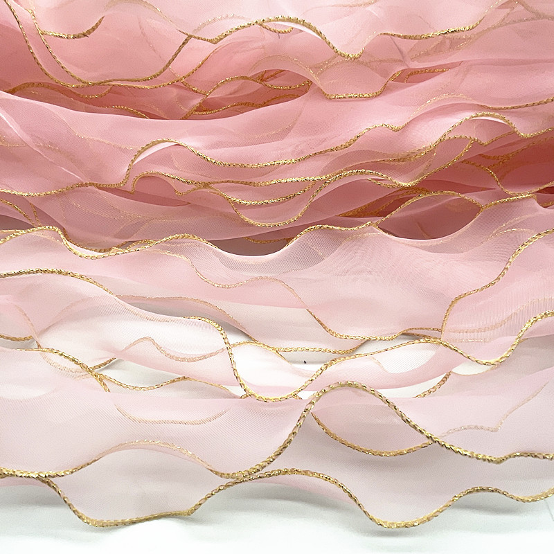 

50mm Golden Edge Wave Silk Organza Ribbon Bow Material for Hair Ornament Gift Wrapping Decoration Lace Ribbons