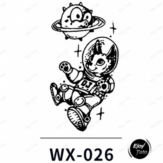 EjoyTato 2 Stiker Tato,Astronaut Anak Anjing Kosmik Yang Lucu Tato Temporer,Tato Premium 1 Bulan,Coc