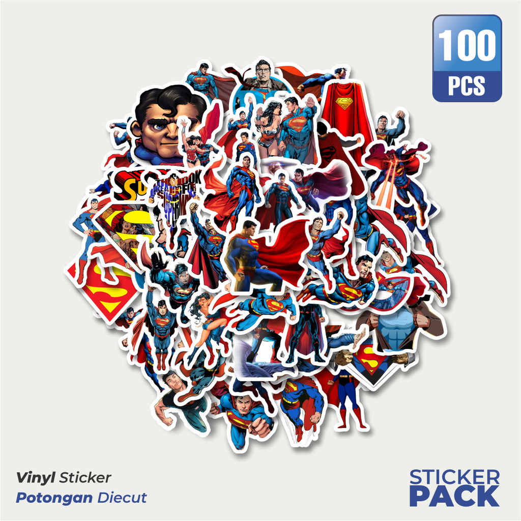 

100 PCS STIKER Stiker Series Superman Character Waterproof Aesthetic- Untuk Laptop, Motor, dan Helm - Paper Stationery Pack