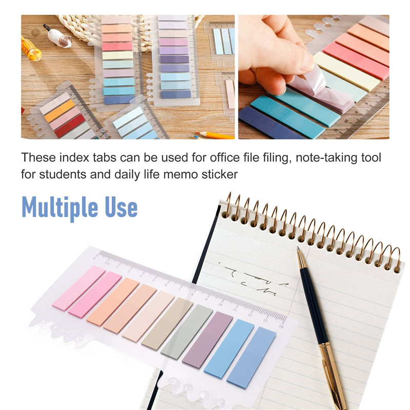 

Durable-800 Pcs Sticky Index Tabs, 4 Sheets Morandi Strip Index Tabs, Writable Page Sticky Notes With Ruler For Page Marking,800