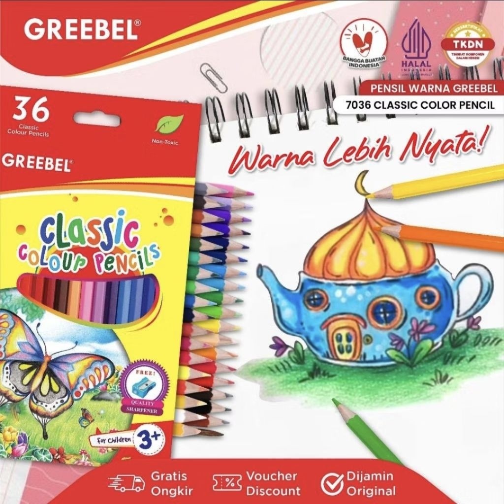 

Greebel pensil warna 36 classic panjang / Classic colour pencils 36 warna (7036)