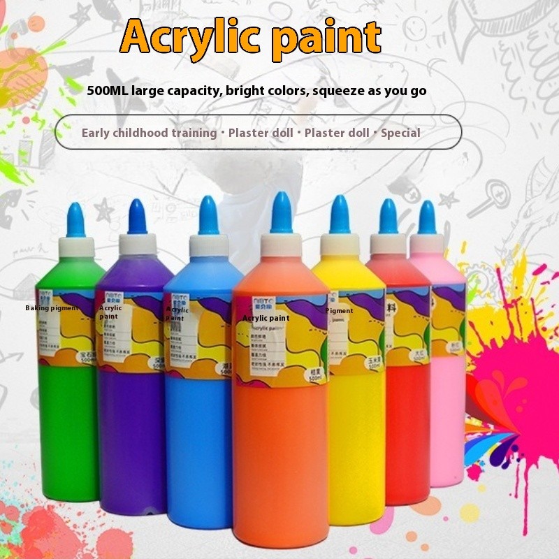 

500ml 32 Color Bottle Acrylic Pigment DIY Painted Wall Painting Gypsum Doll Square Graffiti Children Fluid Bear Coloring Pigment