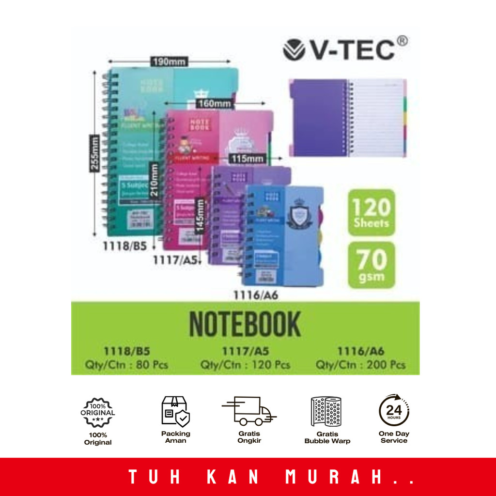 

V-TEC NOTEBOOK SPIRAL 1118 B5