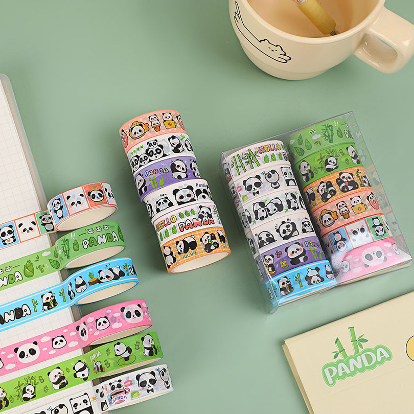 

12Pcs Cute Panda Washi Tape Scrapbooking Supplies Washitape Cinta Adhesiva Decorativa Journal Diary Decoration Washi Tapes