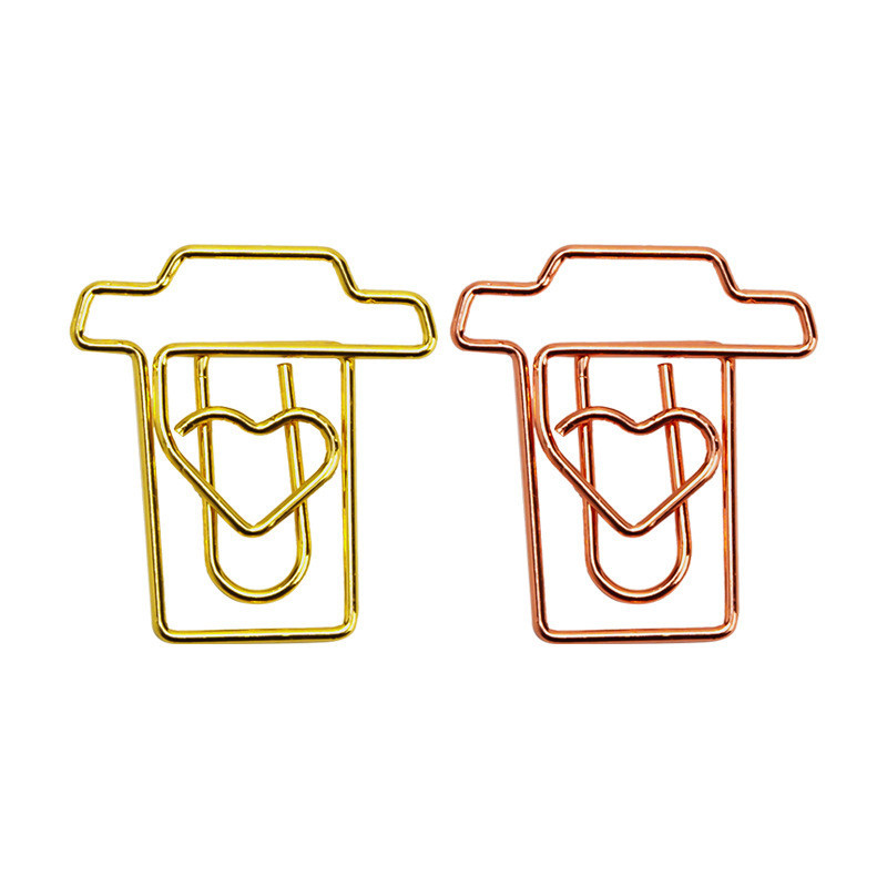 

20pcs Kawaii Metal Coffee Cup shape Paper Clip Rose Gold Binder Clips Decorative Stationery Office Clip