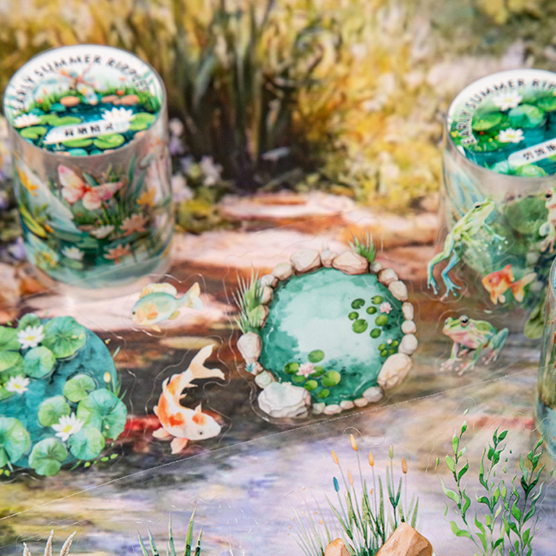 

Mr Paper, 4rolls/bag Early Summer Ripples series pond themed die-cut tape washi tapes cute stationary supplies tape sticker
