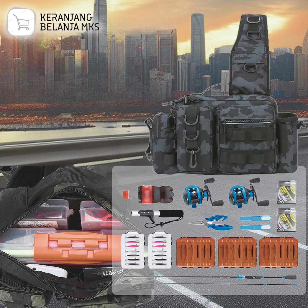 Tas Pancing Pinggang Fishing Waist Lure Bag Oxford Waterproof