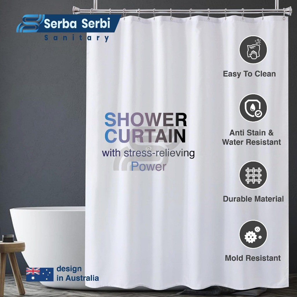 DIMASS Tirai Kamar Mandi / Tirai Kamar Mandi Anti Air / Gorden Kamar Mandi Anti Air / Shower Curtain