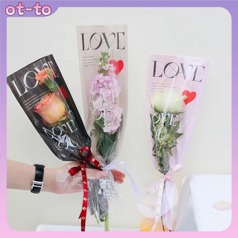 

【Ready-COD】Plastik Pembungkus Bunga Satuan-20 Lembar,Untuk Bunga Mawar/Tangkai,Plastik Transparan