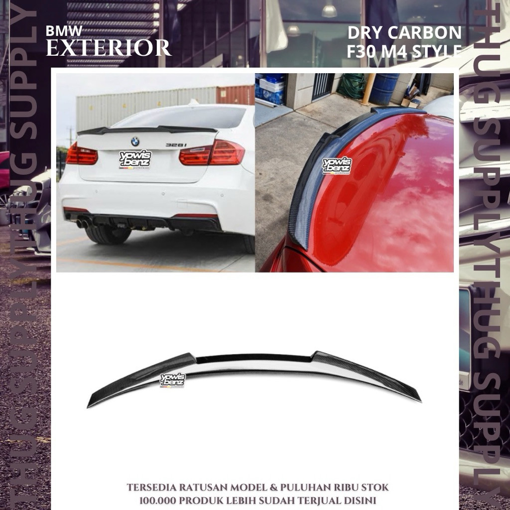 DUCKTAIL M4 STYLE F30 REAL CARBON WING SPOILER CANARD SIRIP DRY KARBON SPLITTER BUMPER LIPS FRONT KE