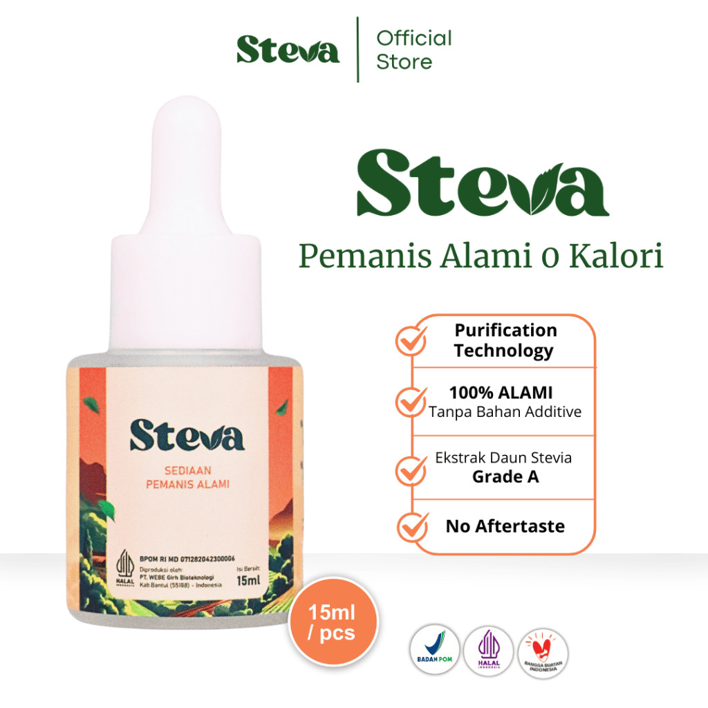

STEVA Gula Stevia 0 Kalori BPOM & Halal MUI - 15 mL