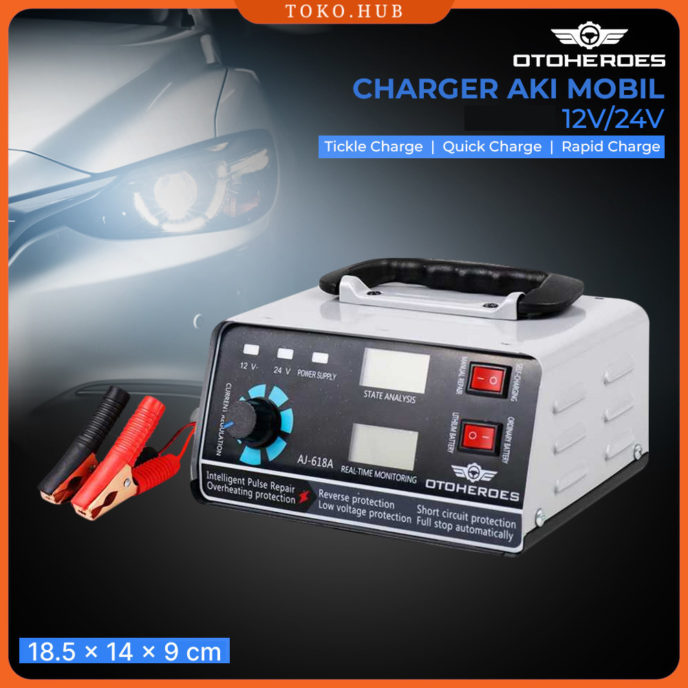 OTOHEROES Charger Aki Mobil Motor Intelligent Battery Charger 12V/24V - AJ-618A
