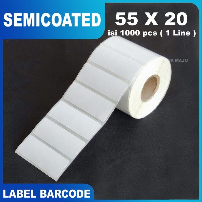 

VIRAL LABEL BARCODE SEMICOATED 55 x 20 1 Line Gap Core 1" Isi 1000 Pcs untuk Printer Barcode Thermal Transfer Pakai Ribbon NEW