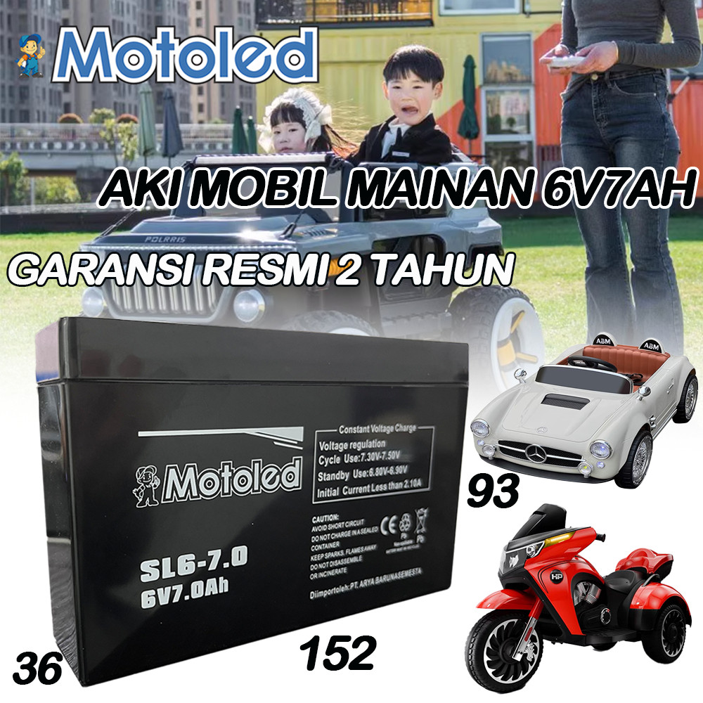 RAIN.SHOP MOTOLED Aki Mobil Mainan 6V7AH BATERAI KAYABA 6 VOLT 7 AMPER MOTOR AKI MOBIL MOBILAN ANAK 