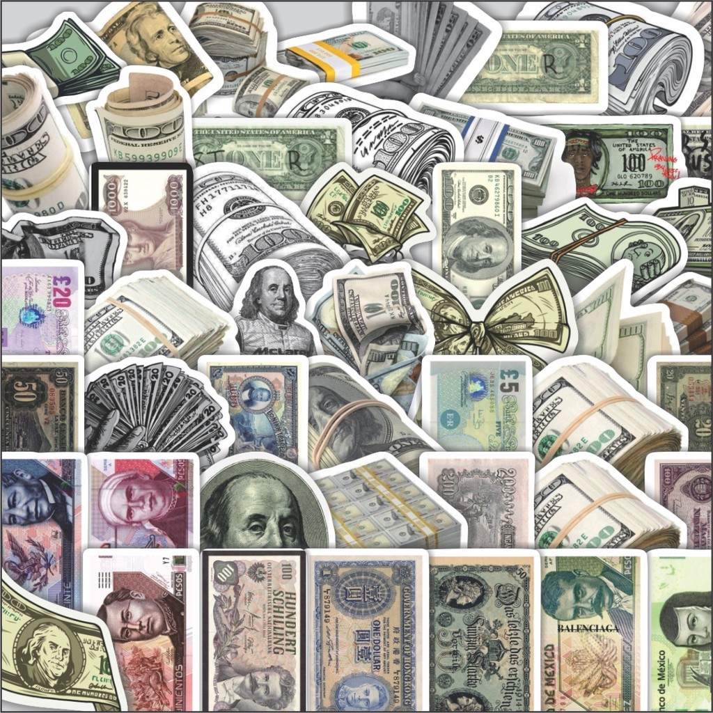 

Stiker Cutting Pack Stiker Money [Mata Uang] V1 Isi 100Pcs Series Aesthetic Lucu Keren Untuk Koper Bahan Vynil
