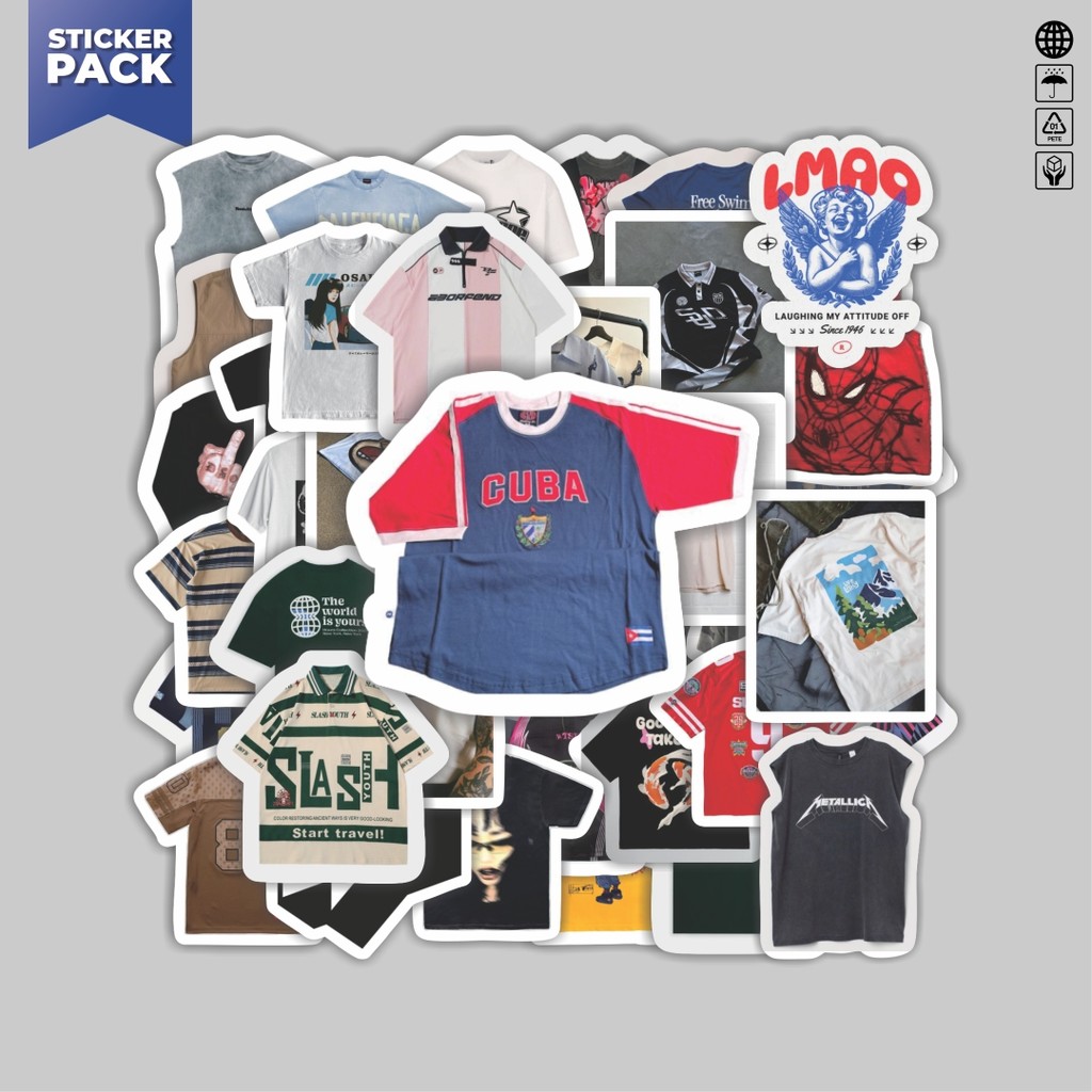 

[100PCS]Stiker Pack Stiker T-Shirt V10 Aesthetic Vinyl Anti Air Dekorasi Sticker Laptop Buku Journal Koper Helm Casing HP Gitar Helm Skateboard