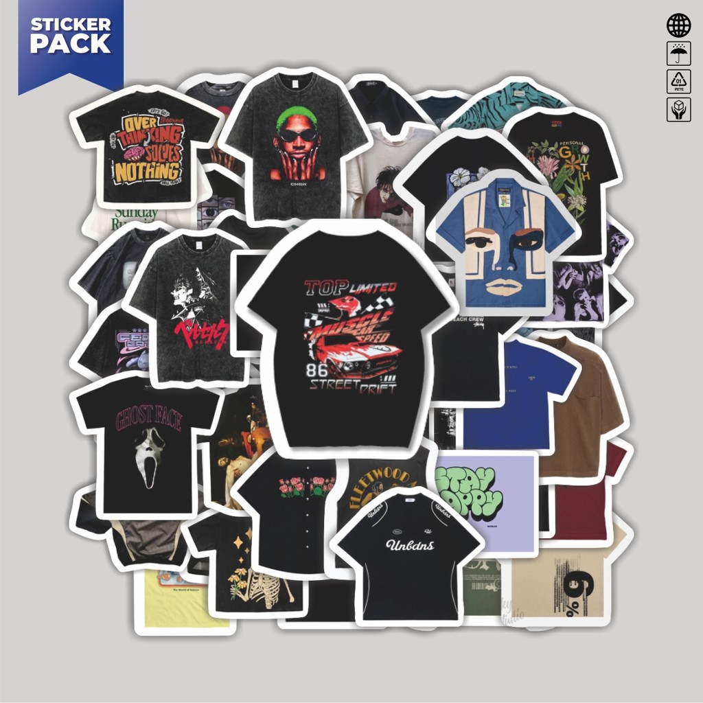 

[100PCS]Stiker Pack Stiker T-Shirt V14 Aesthetic Vinyl Anti Air Dekorasi Sticker Laptop Buku Journal Koper Helm Casing HP Gitar Helm Skateboard