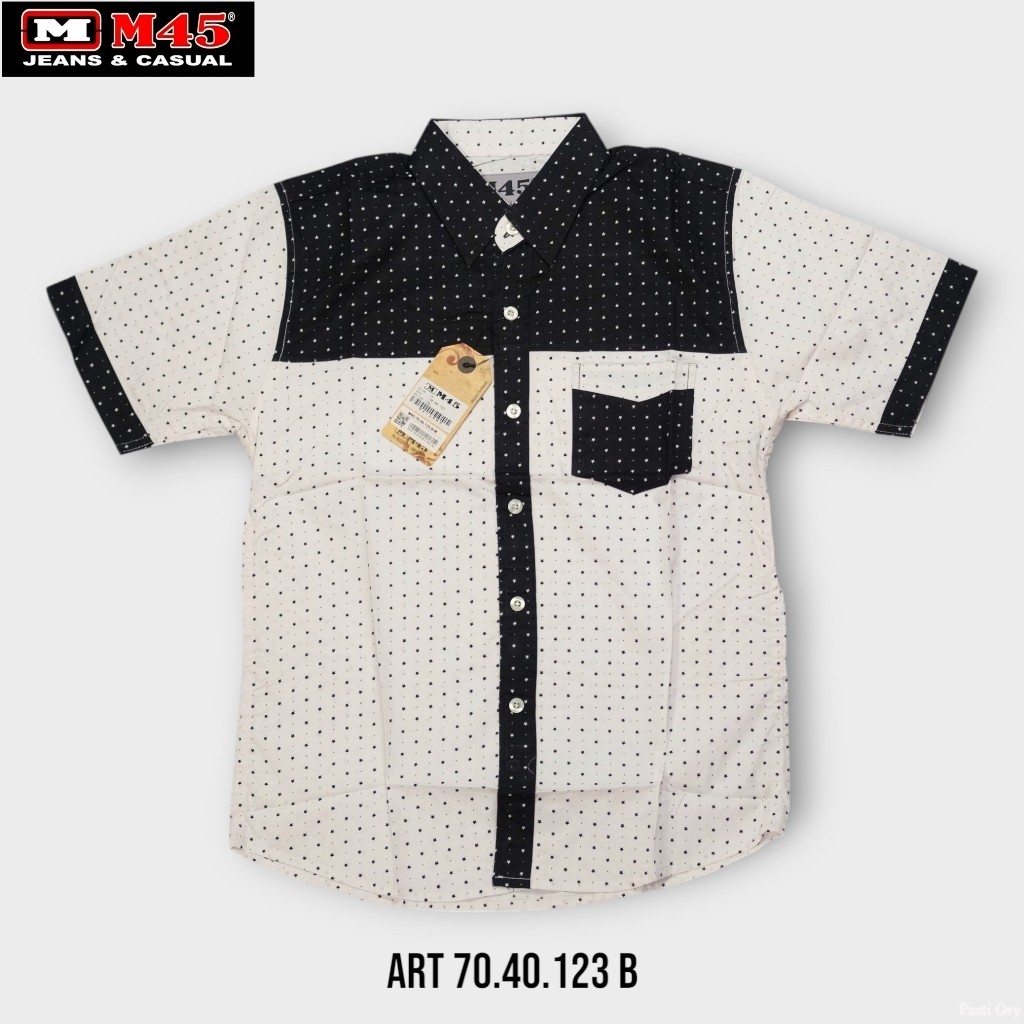 Kemeja Pria SLIM FIT M45 Original Kombinasi Dua Warna / Kemeja Polkadot Casual Keren - 70.40.123