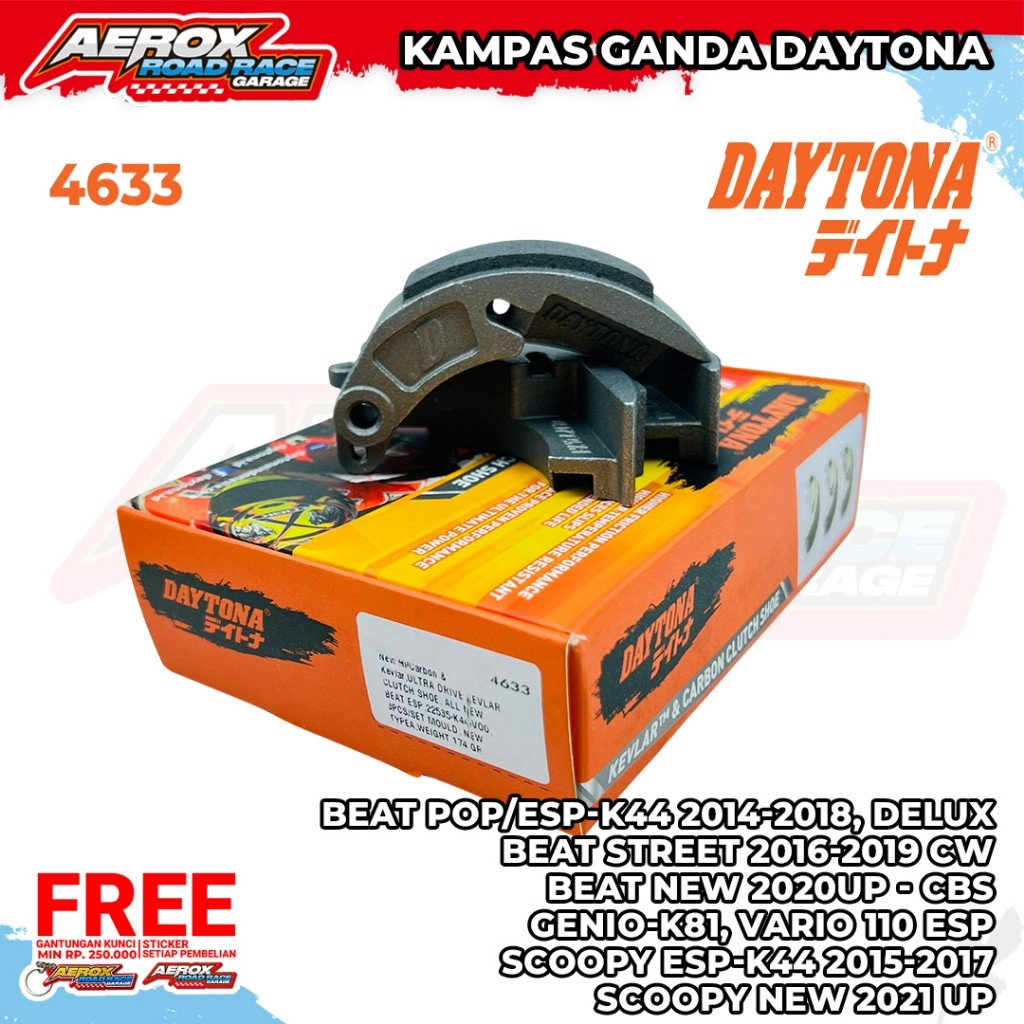 YONA.ID Kampas ganda Daytona 4633  Beat POP/ESP-K44 2014-2018 Deluxe Beat Street 2016-2019 CW Beat N