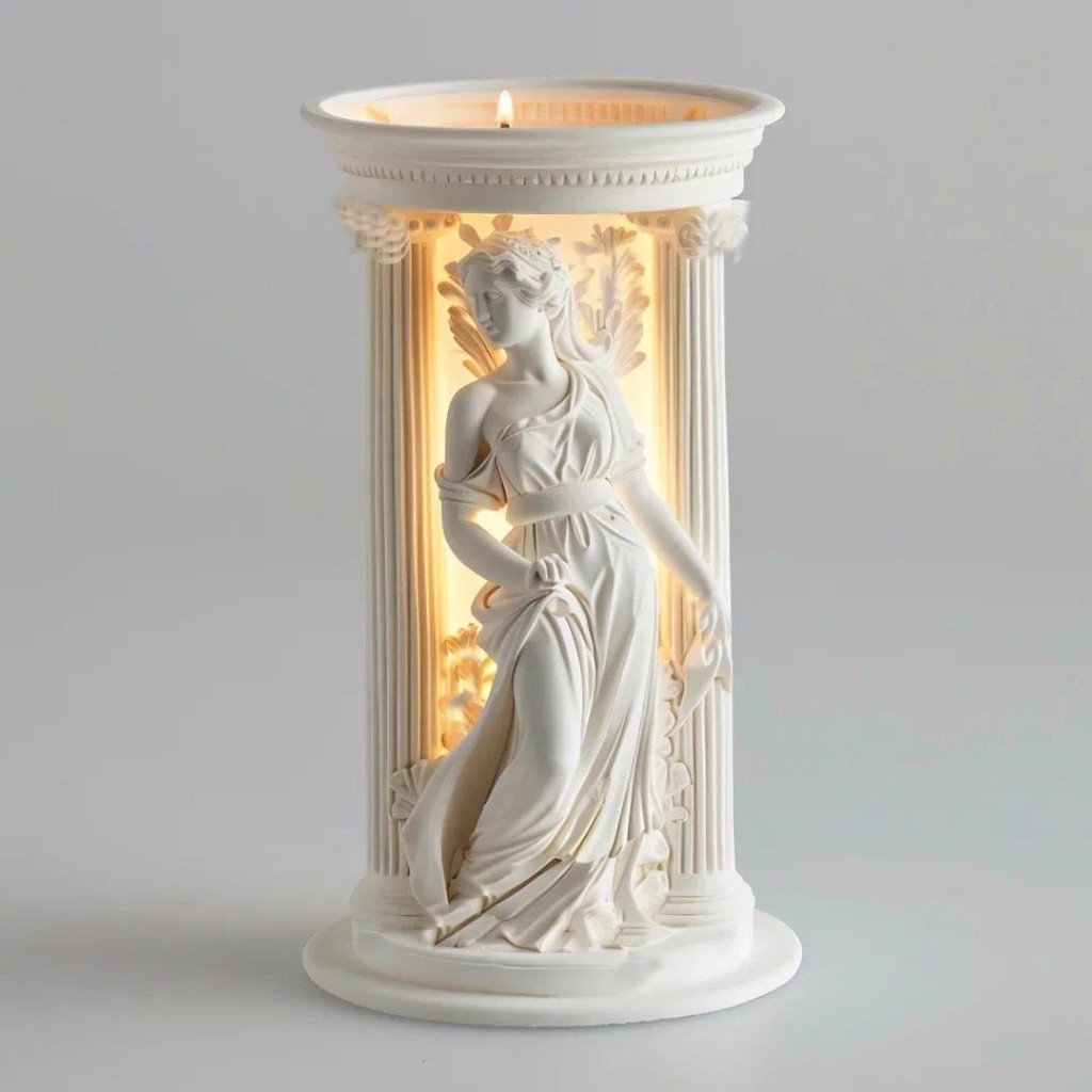 

3D Athena Goddess Candle Silicone Mold Greek Athena Statue Roman Column Resin Mold Goddess Woman Sculpture Gypsum Mold