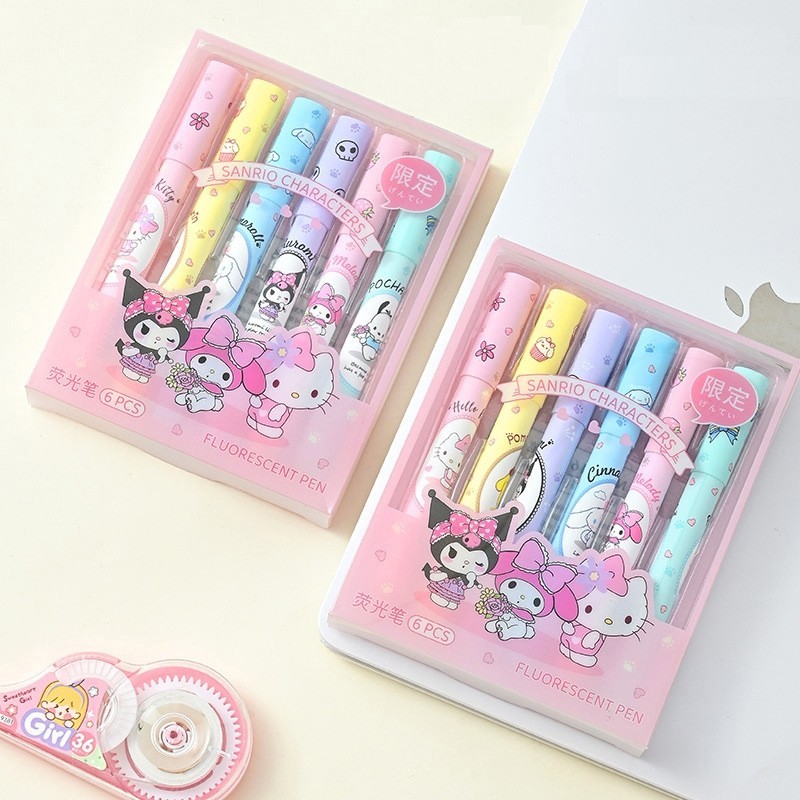 

COD STABILO 1 SET ISI 6PCS MOTIF KARTUN SANRIO / HIGHLIGHTER 1 SET ISI 6PCS KARAKTER SANRIO