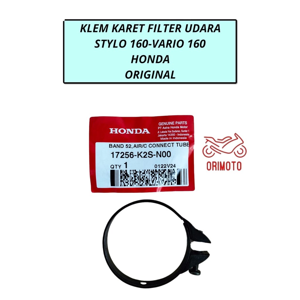 ORIMOTO-KLEM KARET FILTER UDARA STYLO VARIO 160 HONDA 17256-K2S-N00 ORIGINAL