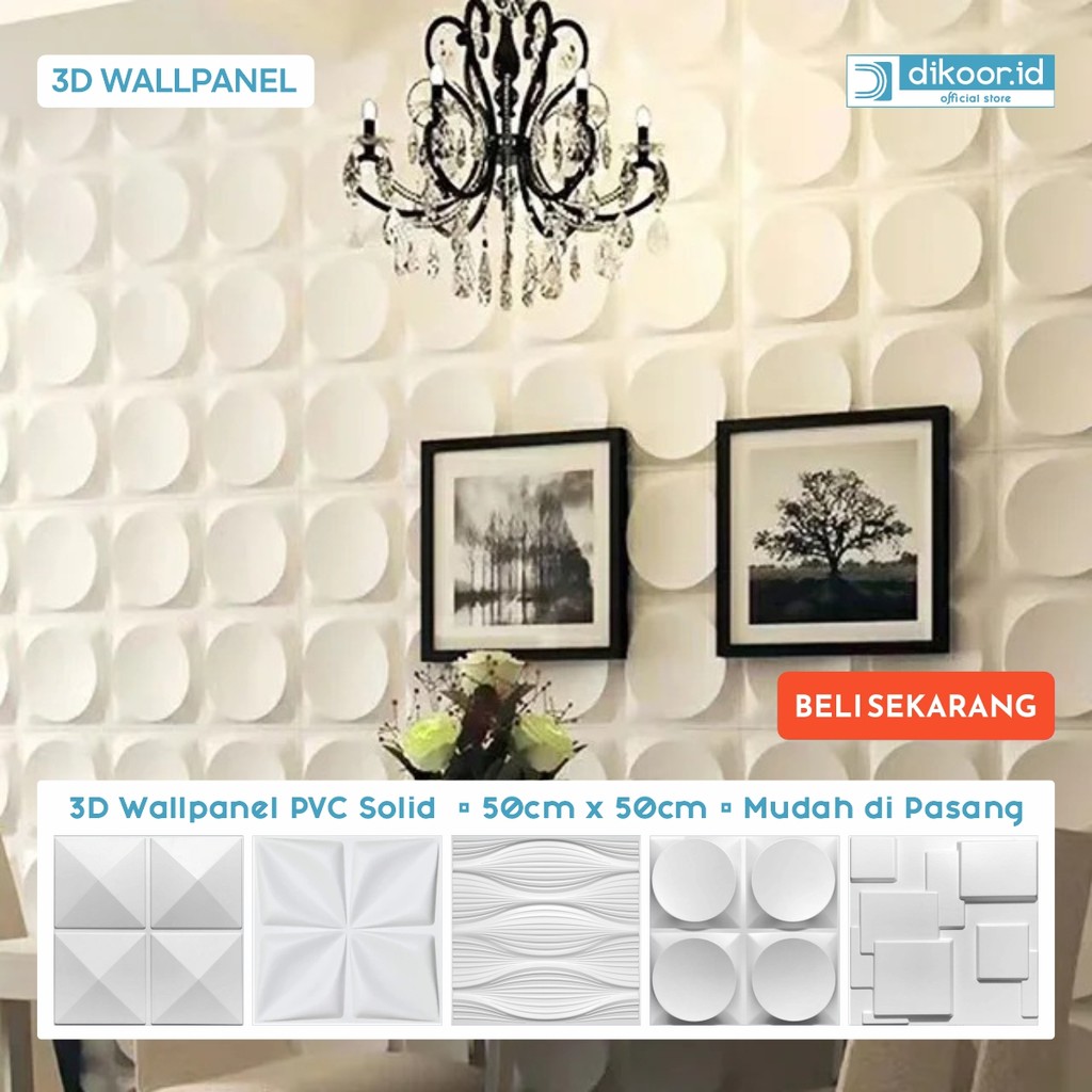 3D Wallpanel Dinding PVC 50x50 cm [12 Motif] Solid Wallpaper Dinding Dekorasi Premium Wall Panel Est