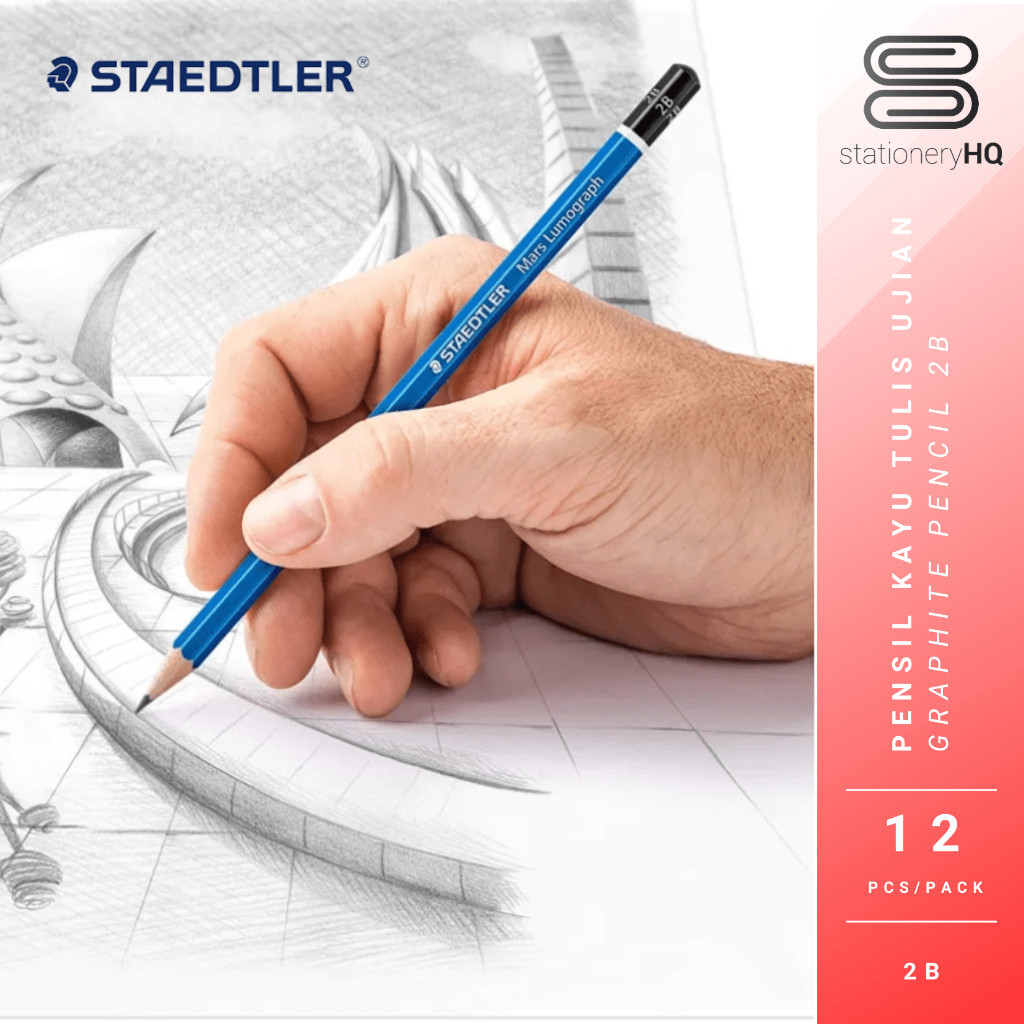 

(12 Pcs) Pensil 2B / Pencil 2B Staedtler Mars Lumograph / /