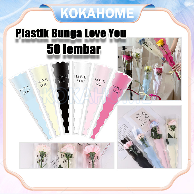 

(50 pcs) Plastik Single Flower Rose Bunga love You/Plastik Bunga Single Flowers Satuan Gelombang/Plastik Tangkaian Bunga