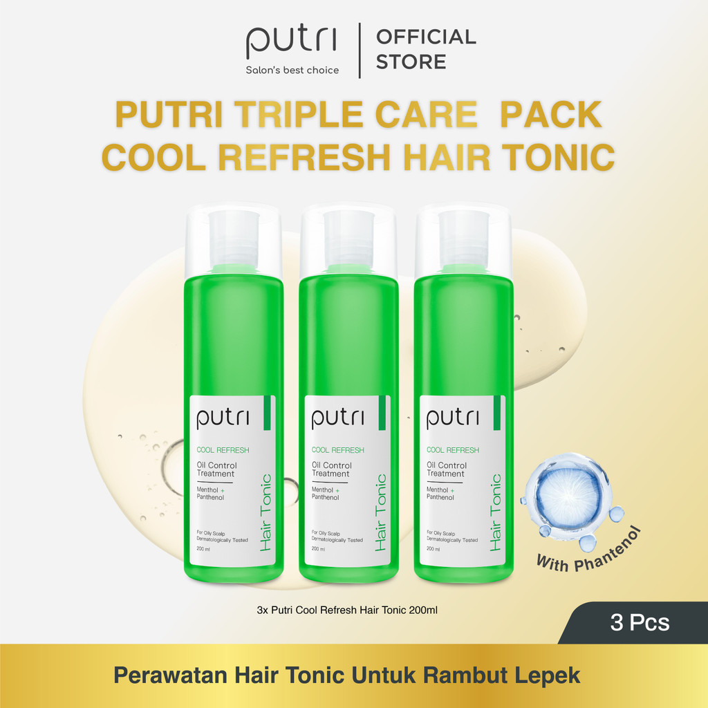 Putri Triple Care Cool Refresh Hair Tonic 200mL | Hair Tonic Wangi Tahan Lama | Tonic Badai | Hair T