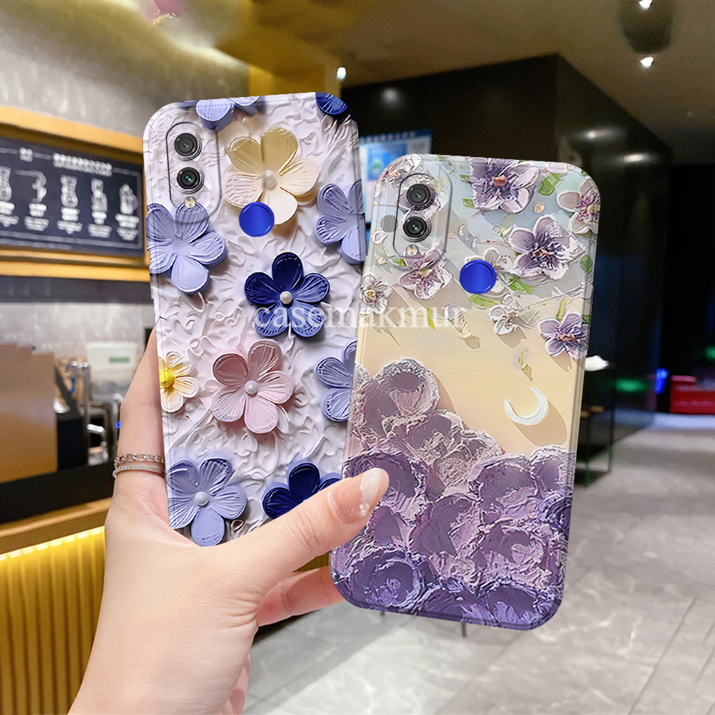 [01] Xiaomi Redmi 7 / Note 7 5 Pro  Case Bergambar Silicone Tpu Casing Mika Hp Motif Bunga